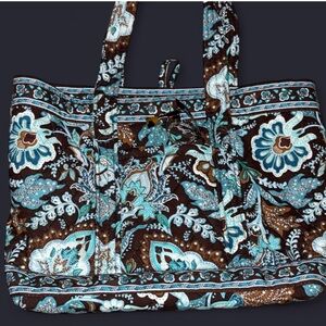 Vera Bradley Brown and Blue Floral Tote